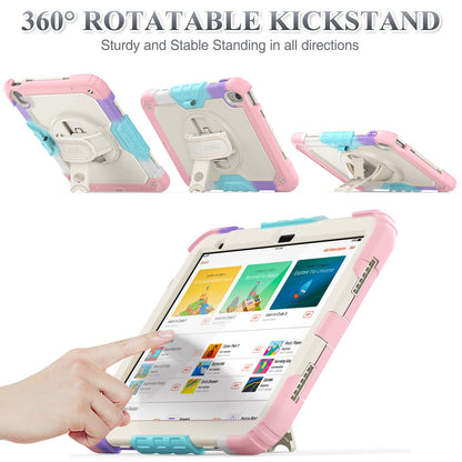 SEYMAC stock Case for iPad (A16) 11th/10th Generation 11''/10.9'' 2025/2022, Full-Body Drop Protection Case with Screen Protector &360° Rotate Hand Strap/Stand, Yellowish+Pink