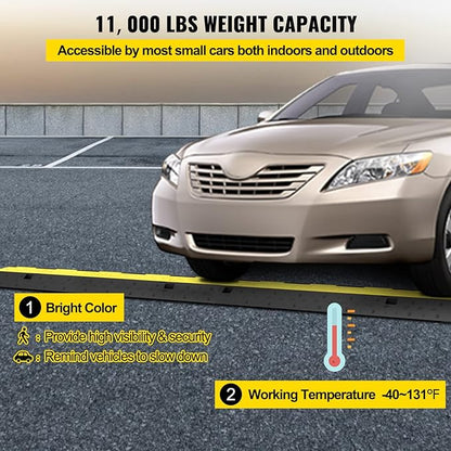 VEVOR Cable Protector Ramp, 5 Packs 2 Channels Speed Bump, Rubber Modular Humps Rated 11000 LBS Load Capacity, Protective Wire Cord Ramp Driveway Rubber Traffic Speed Bumps Cable Protector