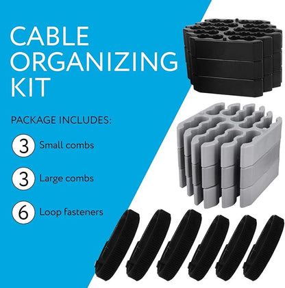 IMPRESA Cable Comb Organizer Kit - Includes 6 Straps & 6 Inserts - Cable Management Tool for Cat6a & Ethernet Wires - Neat Wire Organizer for Home or Network Setup
