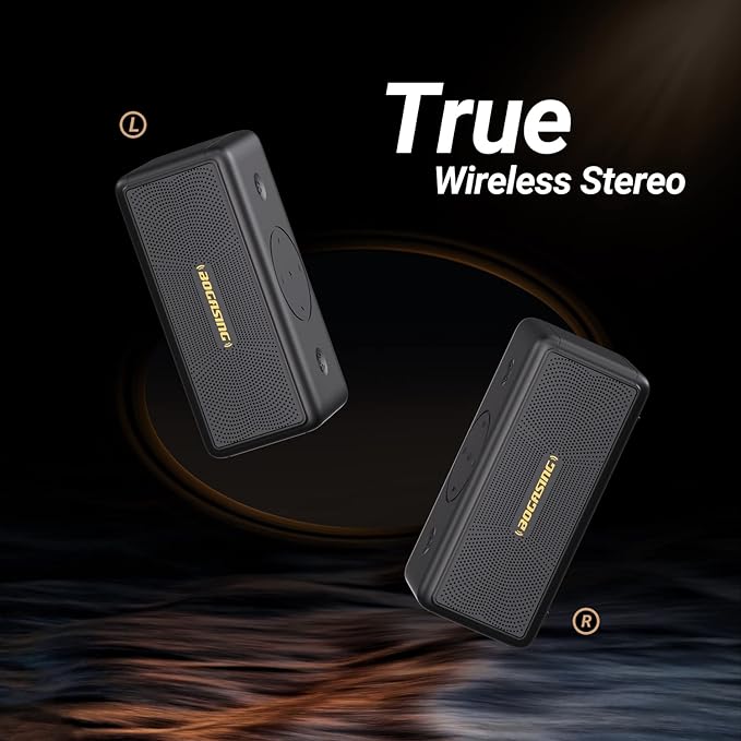 BOGASING Bluetooth Speakers, M5 Portable Wireless Speaker with 40W Loud Stereo Sound & Punchy Bass, 30H Playtime, IPX7 Waterproof, Bluetooth 5.3, EQ, TWS, TF-Card, AUX, USB, for Outdoor Home (Black)