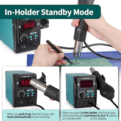 YIHUA 959D I Digital Hot Air Rework Station for SMD Reflow Soldering with 3 Hot Air Nozzles