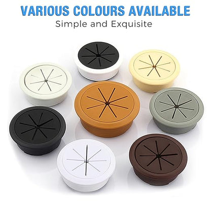 Desk Grommet 3-1/8" (80 mm), Desk Hole Cover for Cables Coffee, Cable Grommet ABS Plastic, Desk Hole Grommet for Office and Home Table Cable, Detachable & Flexible Cable Cord Organizer-2 Pcs