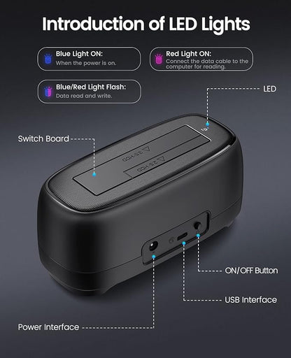 ORICO Hard Drive Docking Station for USB C 2.5”/3.5” SSD HDD SATA I II III External Hard Drive Dock 22TB 2 in-1 Type C to USB A Cable (DD18C3)