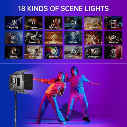 GVM 1500D RGB LED Video Light with Battery, 75W Video Lighting Kit with Bluetooth Control, 2 Packs Led Panel Light for Photography, YouTube Studio, Video Shooting, Conference,1128 Led Beads