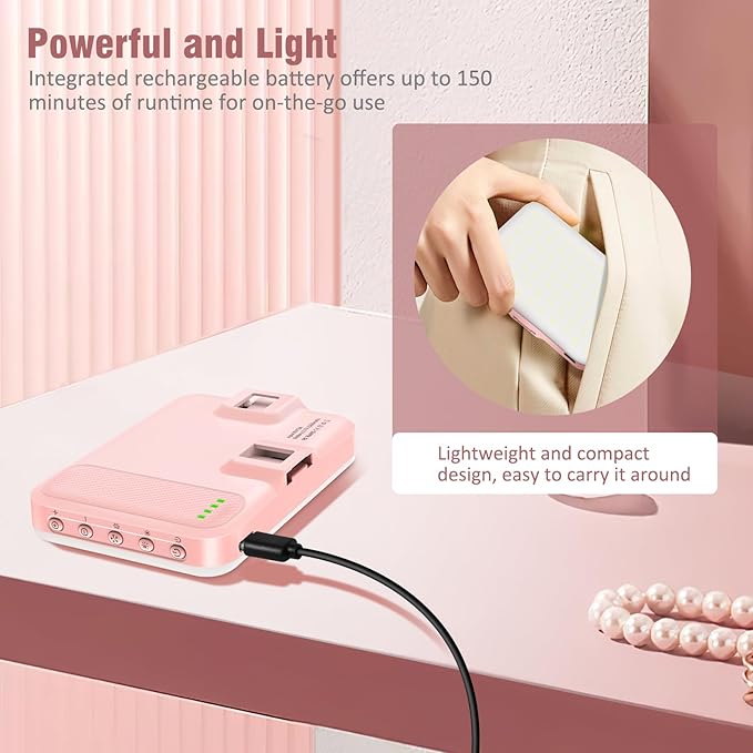 60 LED Portable Selfie Light Video Conference Lighting with Clip & Camera Tripod Adapter Rechargeable 2200mAh CRI 97+, 9 Light Modes for Phone iPhone Webcam Laptop Photo Makeup