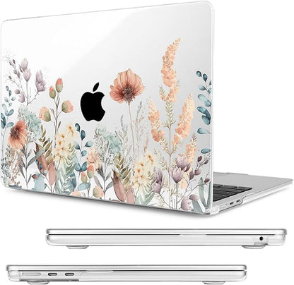 Compatible with MacBook Air 15 inch Case, M4 A3241/M3 A3114/M2 A2941 (Released 2025 to 2023), Hard Shell, Keyboard Cover, Screen Protector, Webcam Cover & Type-C Adapter, Abstract Flower