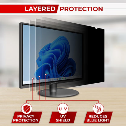 SightPro 22 Inch 16:10 Computer Privacy Screen Filter for Monitor - Privacy Shield and Anti-Glare Protector