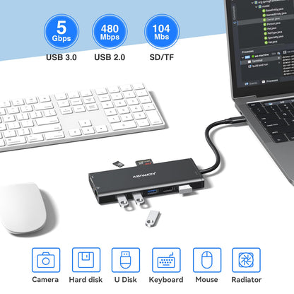 USB C Docking Station Dual Monitor Triple Display Hub Multiple Adapter