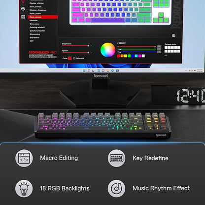 Redragon K707 PRO GB 80% Gasket RGB Gaming Keyboard, 3-Modes Wireless TKL Mechanical Keyboard w/Hot-Swap South-Facing LEDs Socket, PBT Gradient Keycaps & 5-Layer Noise Dampening, Custom Linear Switch