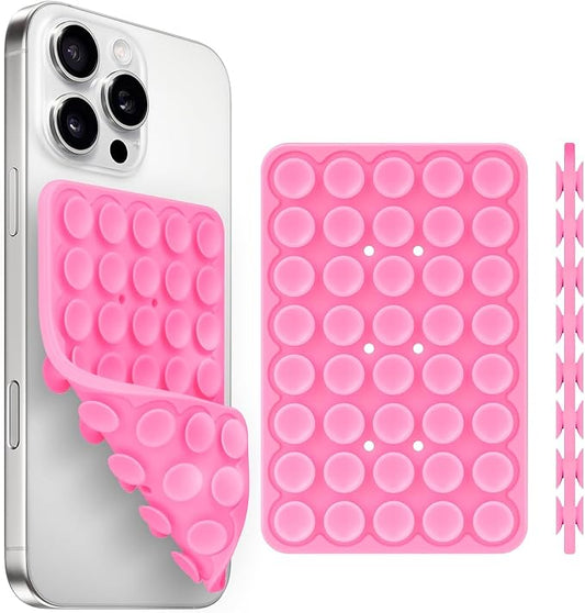 Yojaro Silicone Suction Cup Phone Case Mount Double Sided, Phone Accessories Hands-Free Strong Grip Holder for Selfies and Videos, Silicon Phone Stand for iPhone and Android Pink