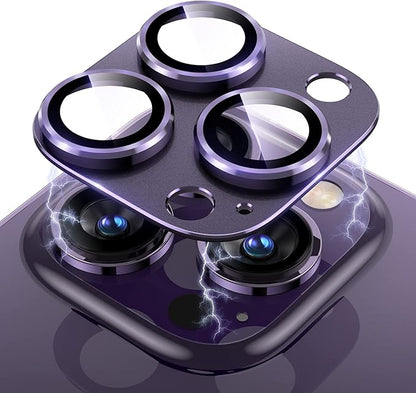 Uyiton for iPhone 14 Pro/iPhone 14 Pro Max Camera Lens Protector, [Drop Protection] 9H Tempered Glass Camera Cover screen Metal Ring Case Friendly Scratch Resistant Easy to Install - Purple