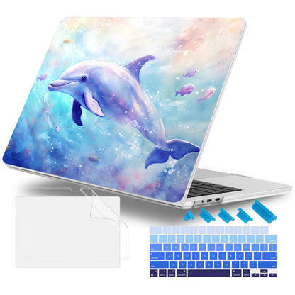 Lepeoac Case for 2026/2025/2024/2023 MacBook Air 15-inch Laptop Release M5 A3448 /M4 A3241 /M3 A3114 /M2 A2941, Stylish Protective Hard Shell Cover for MacBook Air 15.3 inch, Blue Whale