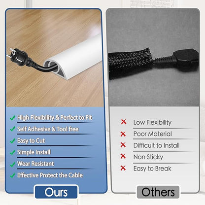 EYAYEN Floor Cord Cover for Wires on Floor Self Adhesive Cord Hider