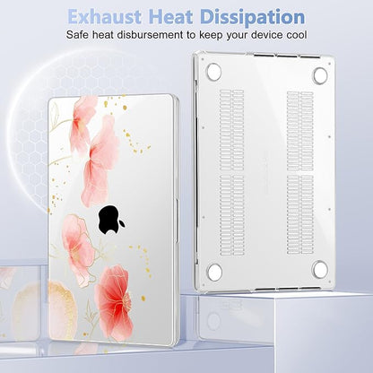 for MacBook Pro 16 inch Case 2021 2022 2023 2024 Release A3186 A3403 M4 A2991 M3 A2780 M2 A2485 M1 Pro/Max, Hard Shell Case with Screen Protector & Keyboard Cover, Spring Floral