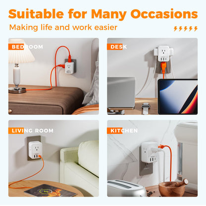TESSAN Surge Protector Wall Outlet Extender, Multi Plug Outlet Splitter