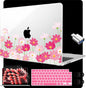 MEEgoodo for M4/M3/M2 MacBook Air 15.3 inch Case 2025 2024 2023, Case Fit Model (A3241/A3114/A2941) for MacBook Air 15 inch, Laptop Hard Shell with Keyboard Cover, Bright Pink Flowers