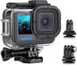 SOONSUN Waterproof Case for GoPro Hero 13 12 11 10 9 Black,196FT/60M Underwater Protective Diving Housing with Accessories, Built-in Dual Cold Shoe Mount to Connect Video Light and Microphone