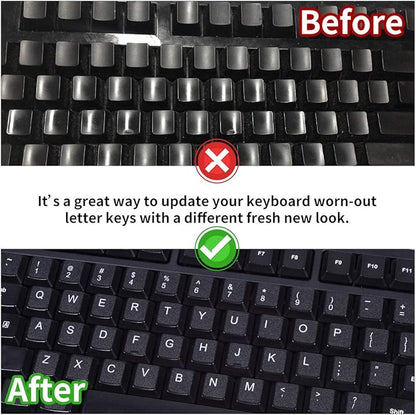 English Keyboard Stickers, 2 Pack Replacement Keyboard Letters Sticker with White Font on Black Background Universal for Computer Laptop Desktop, Matte Alphabet Stickers