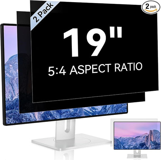 [2 Pack] 19 Inch Computer Privacy Screen for 5:4 Aspect Ratio Widescreen Monitor, Eye Protection Anti Glare Blue Light Computer Monitor Privacy Filter, Removable Anti-Scratch 19in Protector Film