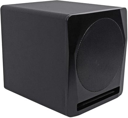 Rockville APM10B Active Studio Subwoofer in Black, 10"", 400W, MDF Wood, RCA/XLR/Optical, Front-Firing Port, Perfect for Studios and Music Production