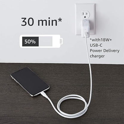 Amazon Basics USB-2.0 Type C to Lightning Cable (MFi Certified), 3 Feet, White