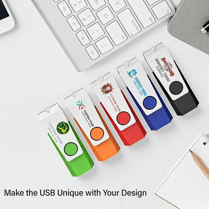 Customizable Flash Drives 512MB, Wooolken Personalized USB 2.0 Drive 10/20/50/100 Pack, Custom Thumb Drive Engraved Logo USB Drive (Mixcolors)
