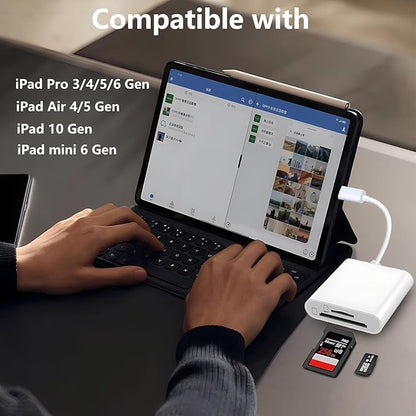 USB C SD Card Reader for iPhone 15 16, Dual Card Slots Micro SD Card Reader USB C Support SD and TF Memory Card Adapter, Trail Camera Viewer Memory Card Reader for iPhone/iPad/MacBook/Mac/Android