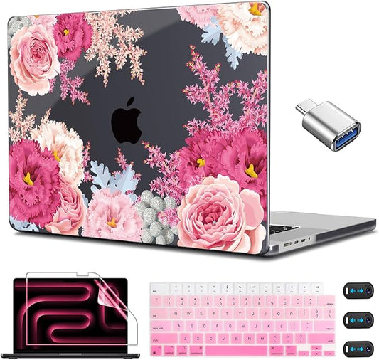 CISSOOK Gorgeous Floral Case for MacBook Pro 14 Inch 2026 2025 2024 2023 2021 Release M5 M4 M3 M2 M1, Plastic Hard Shell Case for MacBook Pro 14.2", Gorgeous Flowers