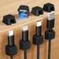 Viaky 8 Pack Magnetic Cable Clips, Large Size Under Desk Cable Management, Workspace Charger Organizer,Cord Holder with Adhesive Metal Disc, Office Desk Accessories for Nightstand Car Wall (Black)