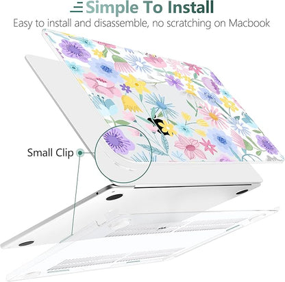 TWOLSKOO Compatible with M4 MacBook Air 15 inch Case 2025-2023 Released Model M4 A3241 M3 A3114 M2 A2941, Plastic Hard Shell & Screen Protector & Keyboard Cover & Type C Adapter, Flying Astronauts