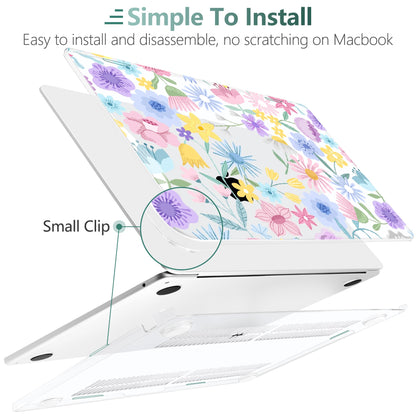 TWOLSKOO for MacBook Air 13 inch Case M5 2026 M4 2025 M3 M2 2024-2022 A3449 A3240 A3113 A2681, Plastic Hard Shell & Keyboard Cover & Type C for MacBook Air 13.6 inch Case, Spring Blooms