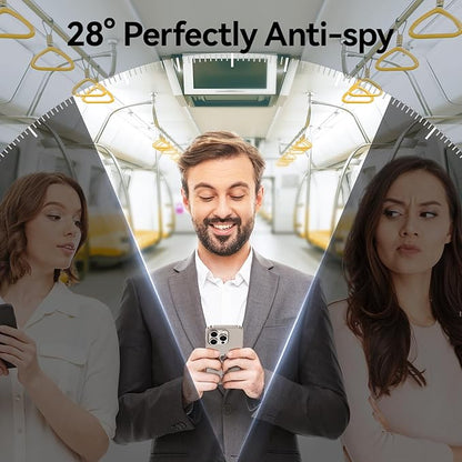 SMARTDEVIL 2+2Pack for iPhone 15 Pro Privacy Screen Protector with Camera Lens Protector,Shatterproof Tempered Glass[True 28°Anti Spy][9H Hardness][Automatic Dust-Elimination Install]
