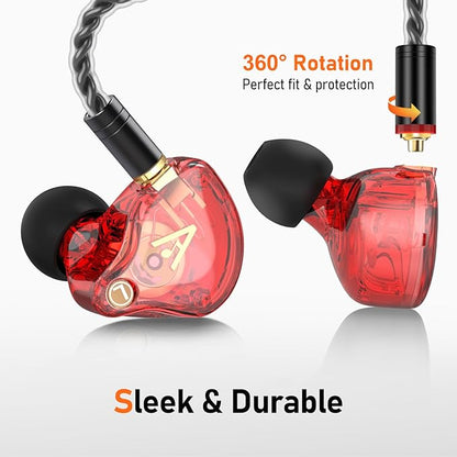 Vibes 202 Wired Earbuds - HiFi in Ear Monitor Headphones – Professional Noise-Isolating Ear Buds - Clear Sound, Deep Bass & Comfort-Fit IEM Earphones - MMCX to 3.5mm, Silver Plated Cord, Carrying Case