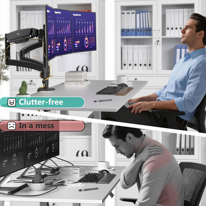 WALI Triple Monitor Mount, 3 Monitor Desk Mount for Screens 13-33 Inch, Multiple Monitors Stand with Tilt, Swivel, Rotation, Mounting Holes 75/100 mm, Black