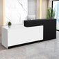 Reception Desk with Counter Modern Checkout Counter with Lockable Drawer Keyboard Tray Receptionist Desk for Office Salon Reception Table D Left 79inch/200cm