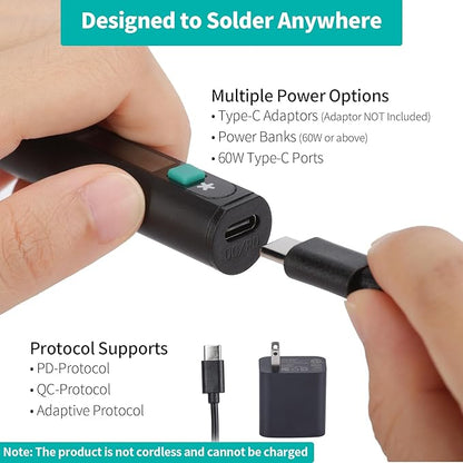 YIHUA 928D-IV Soldering Iron Kit with Type-C Port, Fast-Heating with C235 Cartridge, 194~842°F Temperature Adjustable, PD/QC/Adaptive Protocols, LCD Display, and Multi-Functional Cover