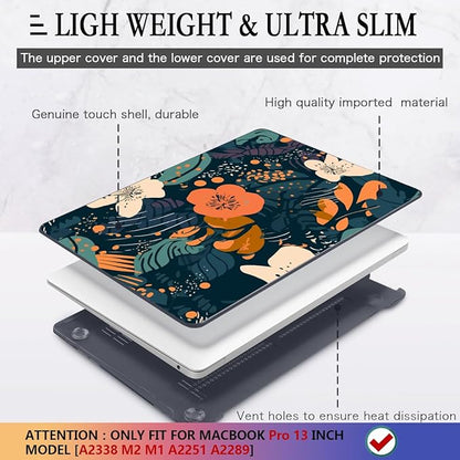CISSOOK Compatible with MacBook Pro 13 inch Case 2025-2016 Release M2 M1 A2338 A2251 A2289 A2159 A1989 A1706, Plastic Flowers Hard Shell&Keyboard Cover for MacBook Pro13 Case, Little Flower