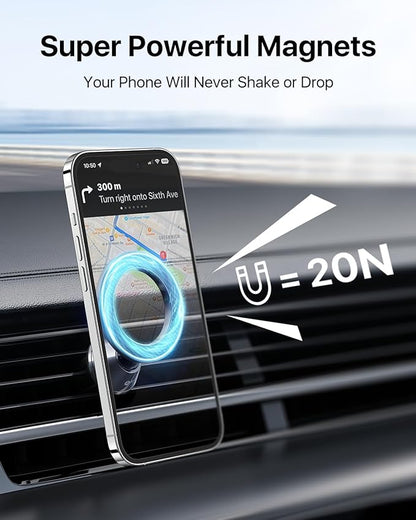 andobil for Magsafe Car Mount [Strongest Magnet, Easy Installation] All Metal Magnetic Car Phone Holder for Samsung Galaxy S25, 360° Air Vent Car Phone Mount, Fits for iPhone 16/15, and MagSafe Cases