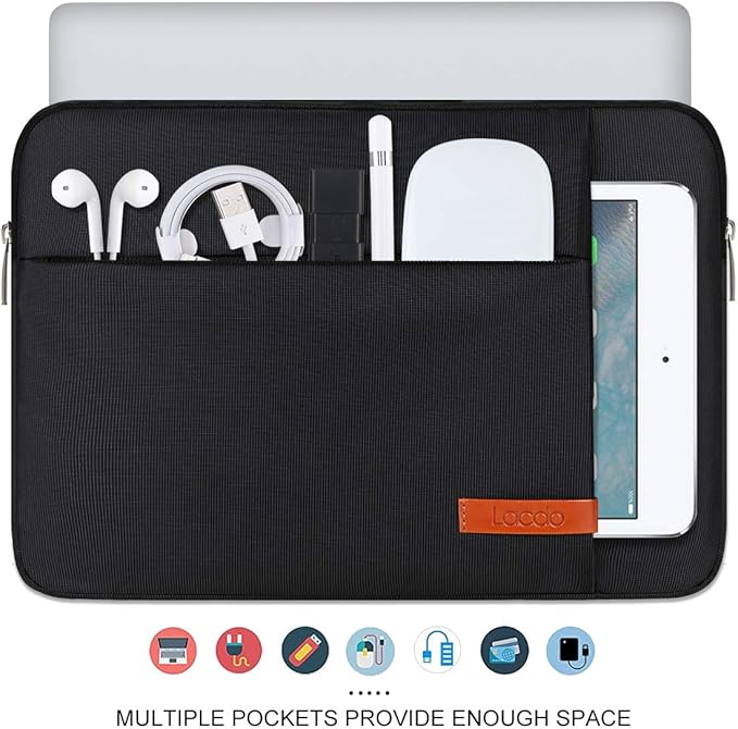 Lacdo 15-15.6 Inch Laptop Sleeve Case for Acer HP Lenovo Dell ASUS Laptop, Acer Aspire 15, HP Pavilion/Envy 15, Dell Inspiron/Latitude 15, Lenovo IdeaPad 15, ASUS ZenBook 15 Computer Bag, Black