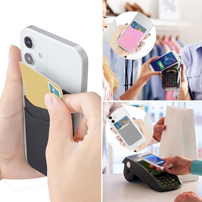 SS Phone Wallet, Card Holder for Phone Case Stick on Silicone Double Phone Pocket Suitable for iPhone Samsung Galaxy Any Smartphone 3 Pack