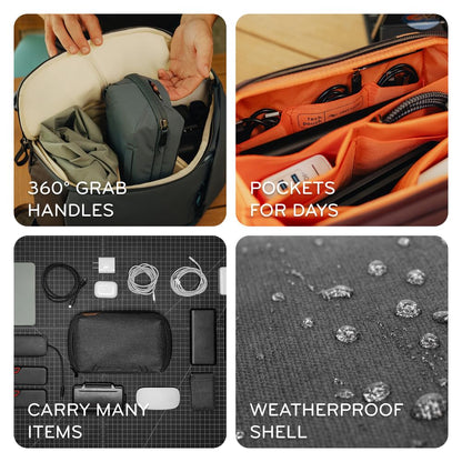 Peak Design Tech Pouch, Eclipse, Electronics Organizer for Travel or Everyday Carry, Origami-Style Storage, Cable Pass-Through, Weatherproof Recycled Nylon, Gear Carry Bag for Men and Women