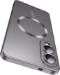 Magnetic for Samsung Galaxy S25 Edge Case [Compatible with MagSafe][Built-in Camera Lens Protector] Slim Soft Silicone Bumper Shockproof Metallic Luster Phone Case (Gray)