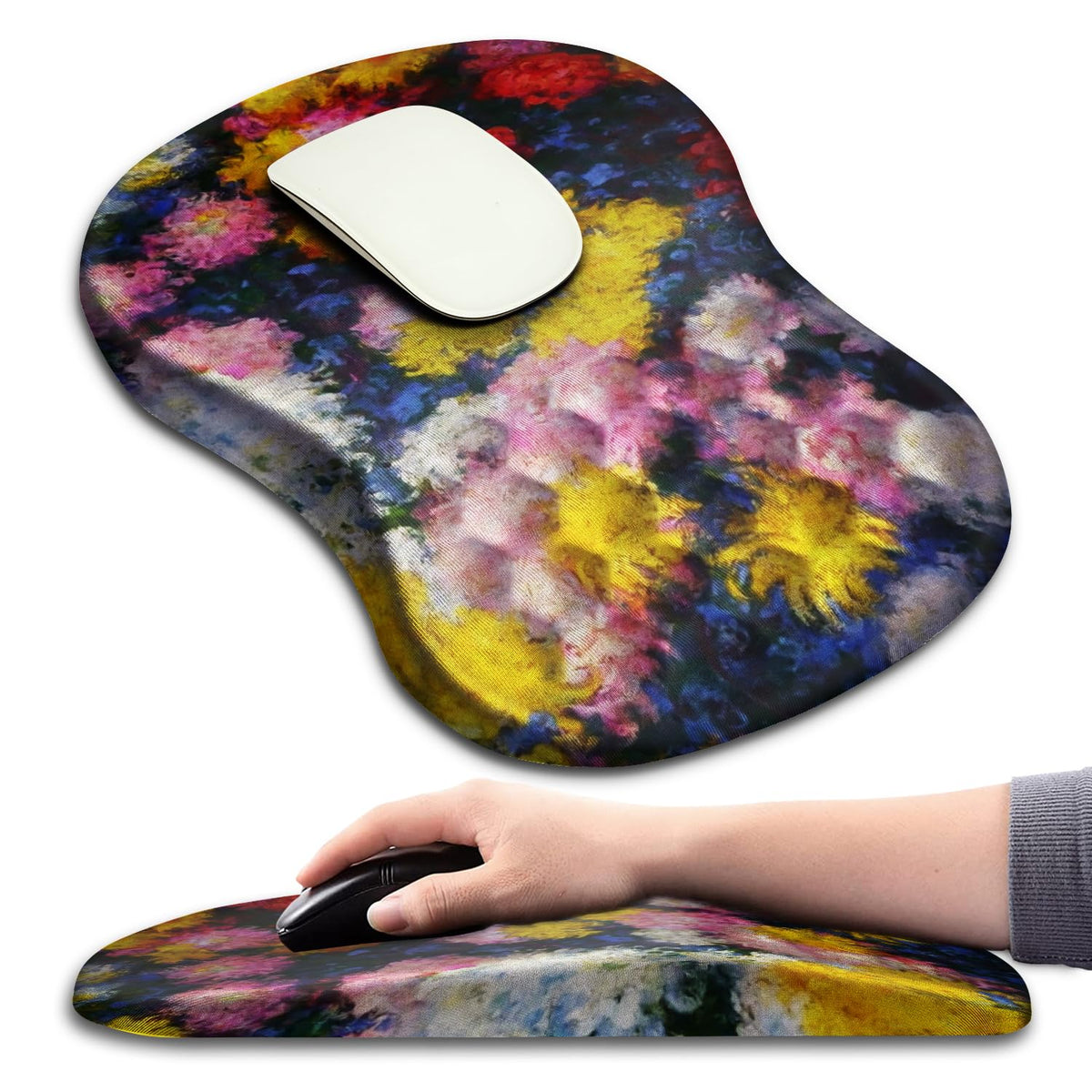 Hokafenle Ergonomic Mouse Pad Wrist Support with Massage Design, Wrist Rest Pain Relief Mousepad with Memory Foam&Non-Slip PU Base, Mouse Pads for Wireless Mouse & Desk (12x8 inch,Olive Green)