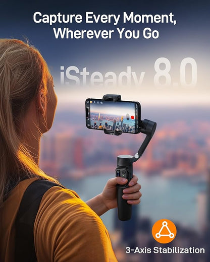 hohem iSteady X3 SE Plus Gimbal Stabilizer for iPhone, 3-Axis Phone Gimbal with Detachable Remote Control, Extendable Rod, 11-Hour Battery, Portable Foldable Stabilizer for Video Recording