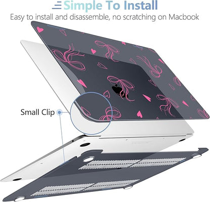 MEEgoodo for MacBook Air 13 inch Case 2021 2020 2019 2018 Released A2337 M1 A2179 A1932 with Touch ID, Plastic Hard Shell & Keyboard Cover Compatible with MacBook Air Case 13.3, Ribbons Bow