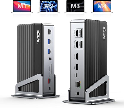 DisplayLink Docking Station Triple 4K@60Hz Monitor with 120W Power Adapter, Laptop Dock for Thunderbolt 5/4/3, USB C M1/M2/M3/M4 MacBook/Windows(Single 8K)/Chrome(3 HDMI, 2 DP, 6 USB, Ethernet)
