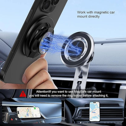Magnetic Phone Ring Holder for MagSafe Gym Phone Grip Stand Finger Ring Kickstand Dual-Sided Magnetic Pop Socket for iPhone 16 Pro Max 16e 15 14 13 12 Pro Max,Samsung,Compatible for Wireless Car Mount