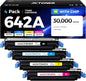 642A Toner Cartridge Set 4-Pack with Chip High Yield Replacement for HP 642A CB400A CB401A CB402A CB403A Compatible with HP Color LaserJet CP4005 CP4005n CP4005dn Printer Ink Black Cyan Yellow Magenta