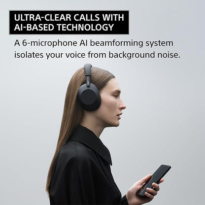 Sony WH-1000XM6 The Best Wireless Noise Canceling Headphones, HD NC Processor QN3, 12 Microphones, Adaptive NC Optimizer, Mastered by Engineers, Studio-Quality, 30-Hour Battery, Black