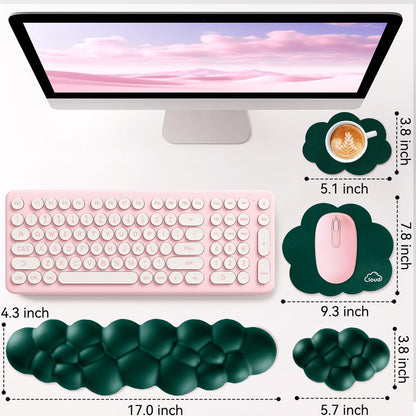 Sushret Cloud Wrist Rest for Computer Keyboard and Mouse Pad Set,Dark Green
